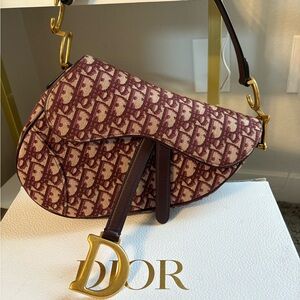 Dior Burgundy Saddle Bag